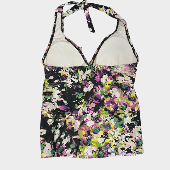 Love your Assets SARAH Blakely Halter Tie Tankini Swim Top Size Small Floral - Picture 3 of 13